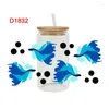 Window Stickers 3D UV DTF Transfers 16oz Cup Wrap Flower Printed For DIY Glass Ceramic Metal Leather Etc. D1822