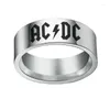 Anéis de casamento aço inoxidável AD DC Ring Rock Band Logo Jeia Titanium Minimalist punk masculino