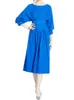 2024 Summer Midi Dress for Women Office dama elegancka rękaw Batwing Oneck Solid Empire Temperament sukienki odzieży 240321