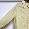 Primavera no verão ic algodão xadrez de mangas compridas com o mesmo material colorido colorido cotonete leite de algodão amarelo pequeno xadrez camiseta de camisa