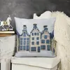 Poduszka holenderska Delft Blue House rzut ozdobne ozdobne osłony kanapowe poduszki sofa w kratę