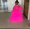 Crianças fofas tutu saias altas com baixo teto de tule de tule canhão longa vestido de flor de flor chique chique personalizada feita 240325