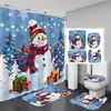 Rideaux de douche rideau de Noël hiver santa claus snowman fermier arbre arbre de bain de bain de bain couverture de toilette