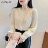 Blouses pour femmes Cjfhje French String Mariffon Shirt Top Corée Fashion Corée Elegant Edge Edge Heavy Industry Sequin Femme Long Mancolis