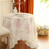 Table Cloth French Rose Tablecloth Embroidered Lace Pure Cotton Diningtable Sofa Cover Retro Pastoral Elegant Wedding Decor