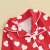 Valentine S Day Baby Girls Boys Footie Pajamas Heart Print Buttonon Jummies Jammies 옷 240325