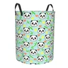 Tvättpåsar Söta panda bambuskorg Collapsible Bear Toy Clothes Hamper förvaring Bin för barnkammare