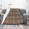 Coperte Red Beal Blue Taupe Brown Brown Tribal Mosaic Art Coppa Vale Decorazione tessile Tiro morbido per letti da letto Letti.