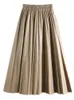 Skirts Seoulish Autumn Winter 2024 Faux PU Leather Pleated Long For Women High Waist All-match Umbrella Chic Female