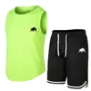 Men's Tracksuits Summer Tracksuit Sets 2024 Sleeveless Round Neck T-shirt Pants Outdoor Casual Sportswear Vest Clothes