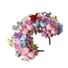 Haarclips Bridal Garlands Florals Bruiloft Flower Hoofdband Strand Krans Hairband Girls Accessoire Women Head Hoop Props