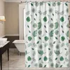 Shower Curtains Green Leaf PEVA Curtain With Rustproof Grommets Waterproof Lightweight Standard Size