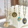 Pendant Necklaces 1PCs Religious Stainless Steel Charms Geometric Round Gold Color Metal Pendants DIY Bracelet Women Bohemian Jewelry Making