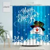 Cortinas de chuveiro Feliz cortina de Natal Winter Floresta Acessórios para o banheiro infantil da floresta com gancho Decoração de casa à prova d'água pendurada