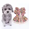 犬のアパレル1セットスタイリッシュなペットスカート快適なドレスアップトラクションリング格子縞のプリントベストボウノットネックストラップ