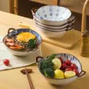 Bols japonais nouilles de nouilles bol de 7,5 pouces soupe en céramique avec manche de salade de pâtes cuisine