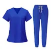 Women's Two Piece Pants Slim Scrubs Uniform Women Scrub Sets Nursing Accessories Suit Gowns Dental Clinic Beauty