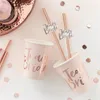 Disposable Cups Straws Pack Of 12 Team Bride Drinking Paper For Wedding Bridal Shower Decoration Hen Party Supplies To Be Gift