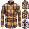 Chemises de chemises décontractées masculines 2024 Spring Automne Automne Simple Checkered Men Buttes à manches longues Chemise Homme Cotton Male Check