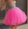 Härlig rosa korta hemkommande klänningar älskling illusion bodice crystal tulle boll klänning prom klänningar sexig cocktail fest klänning7340889