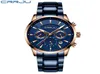 CWP 2021 Crrju Business Men Watch Fashion Blue Chronograph STANILSless Orologio da polso Casualmente Waterproof Orologio Relogio Masculi1161050