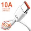 120W 10A Tipo C Tipo C Cable de datos de carga súper rápida Cable de carga rápida para Samsung Xiaomi Huawei USB C Cable de datos de teléfonos móviles