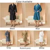 Home Clothing Men V-Neck Golden Velvet Satin Kimono Robe Contrast élégant Marines longues Longue Nights With Pockets Fashion Men's Pyjamas Bathrobe