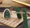 Nieuwe mode 102726 Steel Case Green Dial Swiss Quartz Dames Watch Ladies Horloges Verlengte zwart rood wit groen bruin leer S6017504