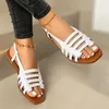 Sandaler 2024 Summer Women Hollow Plat Out Roman Slip-On Back Strap Open Toe Outdoor Casual Beach Ladies Shoes