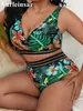 0xl 4xl sexy bloemen bikini groot formaat badmode plus vrouwen zwempak vrouwelijke twaalfte stuk set bather badpak v3893r 240411