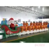Remessa gratuita Atividades ao ar livre 7m Longa Papai Noel inflável de Natal em trenó dirige um trenó com rena para decoração ao ar livre