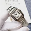 Fashion Full Brand Wrist Watch Woman Girl 27mm 22mm Square Diamond Stainless Steel Metal Band Luxury AAA Tank Quartz Clock CT 55