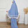 Klasik Sıcak Model Müslüman Dantel Abaya Long Khimar etek 2 adet set Arap Dua Eid Swing Hijab Elbise İslami Elbise Ücretsiz Boyut