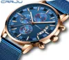 2019 Mens élégants montres crrju marque bleu militaire imperméable sportive montre Men039