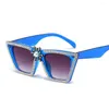 Lunettes de soleil Femmes Rhinestone Cat Eye Men Men de lunettes rétro Vintage UV400 2024