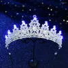 Clip per capelli Tiara di cristallo di lusso per donne corone da sposa da sposa Accessori per la sposa Light LED Girls Crown 2024