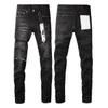 Herrar designer rippade cyklist smala raka mager byxor designer true stack mode jeans trend varumärke vintage pant lila märke jeans