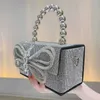 Negozio economico 90% di sconto su metallo all'ingrosso lucido lucido borsetto con prua con diamante piccola borsa quadrata per ghirlluxury