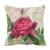 Cuscino 2 pezzi vintage floreale/fiori di lino decorativo cover di divano di divano rose a b