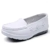 Casual Shoes Air Cushion Loafers Women Summer White Comfortable Soft Bottom Breathable Flat Wedge Hollow Small Single