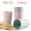 Tasses Saucers 4pc / Set Wheat Straw Cup Multifonctional Cola Coffee Plastic Brinking Kids Reutilisable Portable Thé