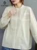 Blusas femininas outono algodão camisa sólida feminina o-pescoço tops tops menina de manga longa solta olhota