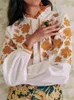 Camicette da donna primavera 2024 Women Stand Collar Shirt ricamo bianco Floral Long Lantern Lantern Retro Female Retro