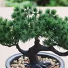 Dekorativa blommor simulering bonsai ornament falska träd krukväxel stor välkomnande tallplastväxter inomhusdekoration