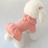 Hundkläder Autumn Winter Fleece Pet Dress Clothes For Small Dogs Christmas Princess Kjol Traction Loop Solid Color Puppy