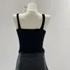 Женские танки Женщины шикарные черные бархатные майки Slim Base Sexy Corean Fashion Braps raps Tops Summer