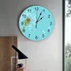 Wall Clocks Dandelion Plant Blue Round Clock Acrylic Hanging Silent Time Home Interior Bedroom Living Room Office Decoration