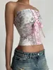 Damestanks dames s bloemen print buis tops zomer casual bandeau tank strapless blouse van de schoudertuniek shirts