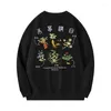 Heren Hoodies Men Women Borduursel Bloem Vintage Crewneck Sweatshirt Chinese karakter Hip Hop Fashion Pullover Hoge kwaliteit