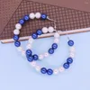 Hoop Ohrringe Drop Fashion Handgefertigt großgröße 10 mm weißer blauer Perle Griechisch Zeta Phi Beta -Etikett Sorority für Geschenke